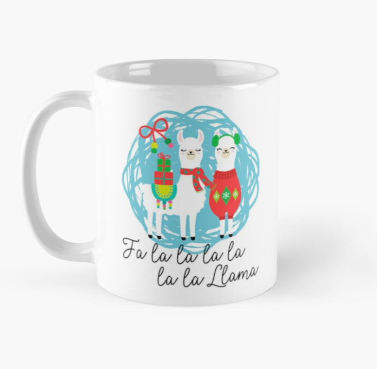 Чашка керамическая с принтом Fa La La La Лами новогодние 330 мл Белый