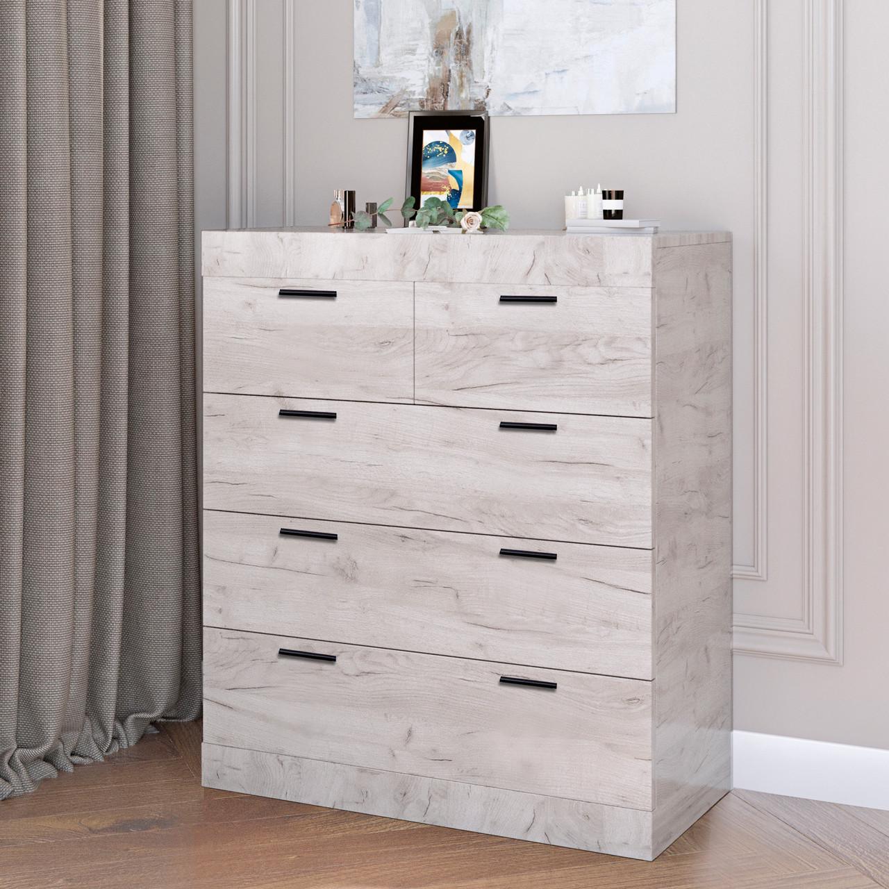 Комод для вещей Эверест Соната-3 на 5 ящиков 80х38х94 см Дуб крафт белый (DTM-2697)