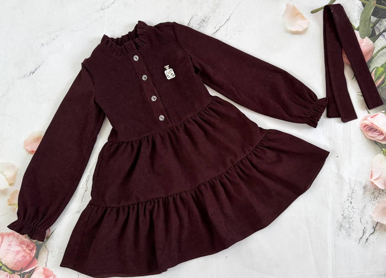 Сукня для дівчинки вельветова 128 см Шоколадний (D-7300-128ш) - фото 8 Сукня для дівчинки вельветова 128 см Шоколадний (D-7300-128ш) - фото 8