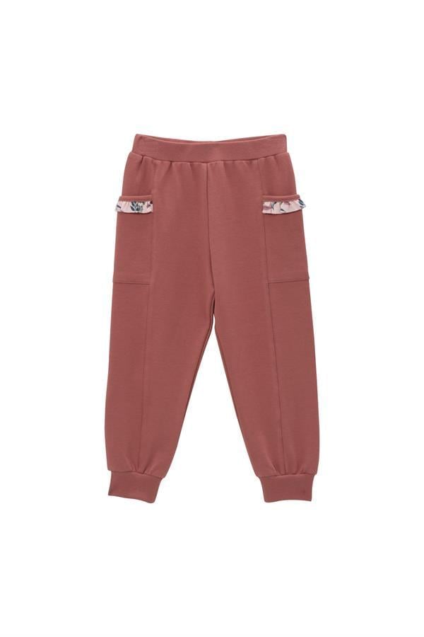 Спортивные брюки для девочки с карманами и рюшами Mininio 8 лет 128 см Пыльная роза (8683169128123)
