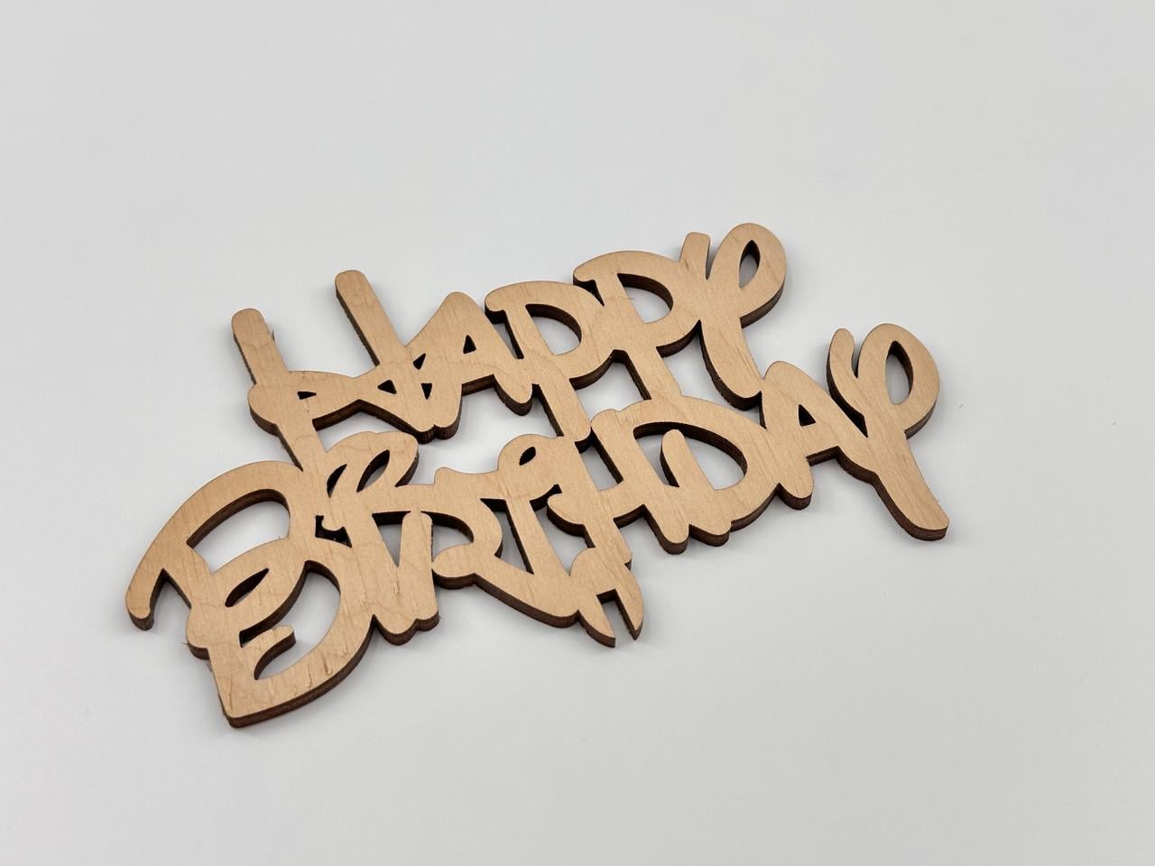 Топпер деревянный Happy Birthday заготовка под декупаж и роспись 19х16 см 5 шт. Светло-коричневый (т102-2)