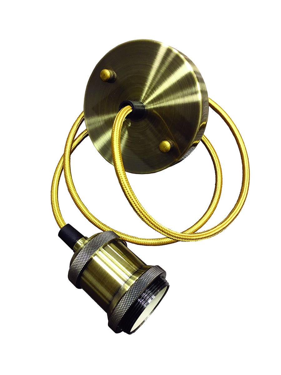 Підвісний світильник бронза із золотим текстильним шнуром без плафону Levistella AMP11005-1 Підвісний світильник бронза із золотим текстильним шнуром без плафону Levistella AMP11005-1