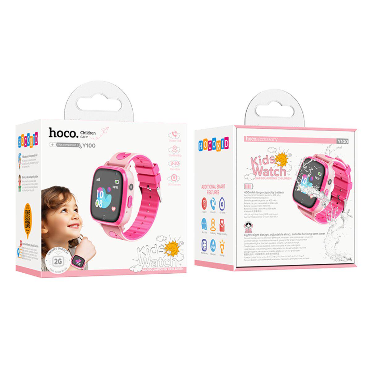 Смарт-годинник Hoco Y100 400 мА з SOS-кнопкою Pink (24998926) - фото 4