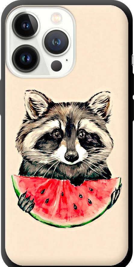 Чохол на iPhone 13 Pro Єнотик з кавуном (4605b-2372-42517)
