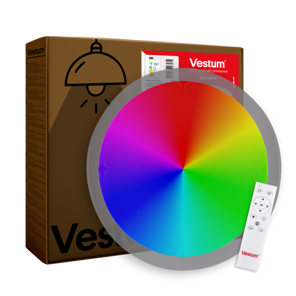 Потолочный светильник Vestum SATURN звездное небо 60W 3000К-6500К RGB с ПУ 425х60 мм