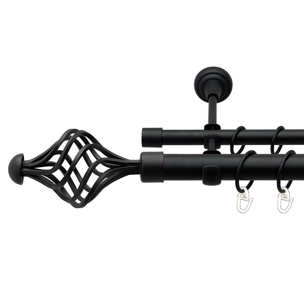 Карниз для штор Orvit Арезо двухрядный 25/16 мм 160 см Черный бархат (000-7283)