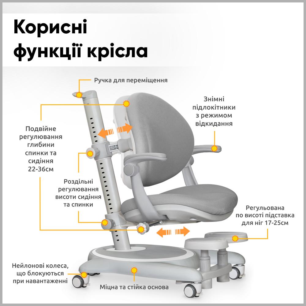 Кресло детское Mealux Ortoback Plus Серый (Y-508 G Plus) - фото 3