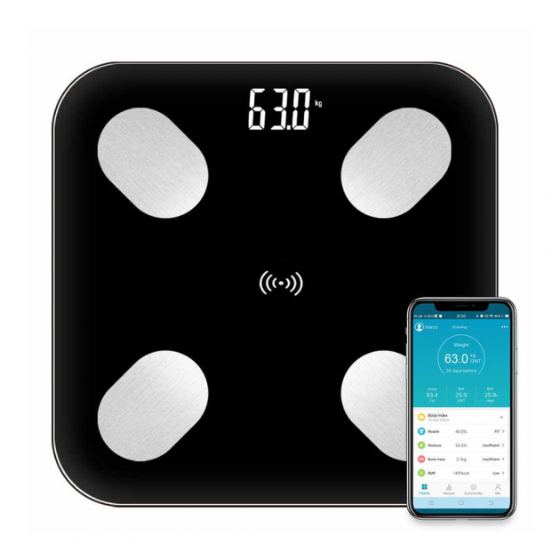 Умные смарт весы электронные с приложением для смартфона bluetooth bathroom scale Black - фото 2