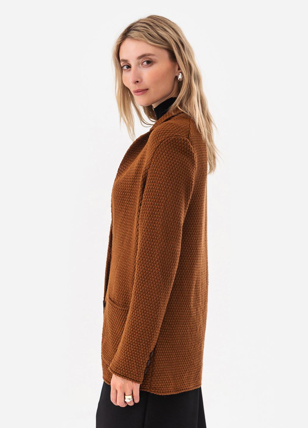 Піджак жіночий рисової в'язки SVTR р. 52-54 Коричневий (598) - фото 4 Піджак жіночий рисової в'язки SVTR р. 52-54 Коричневий (598) - фото 4