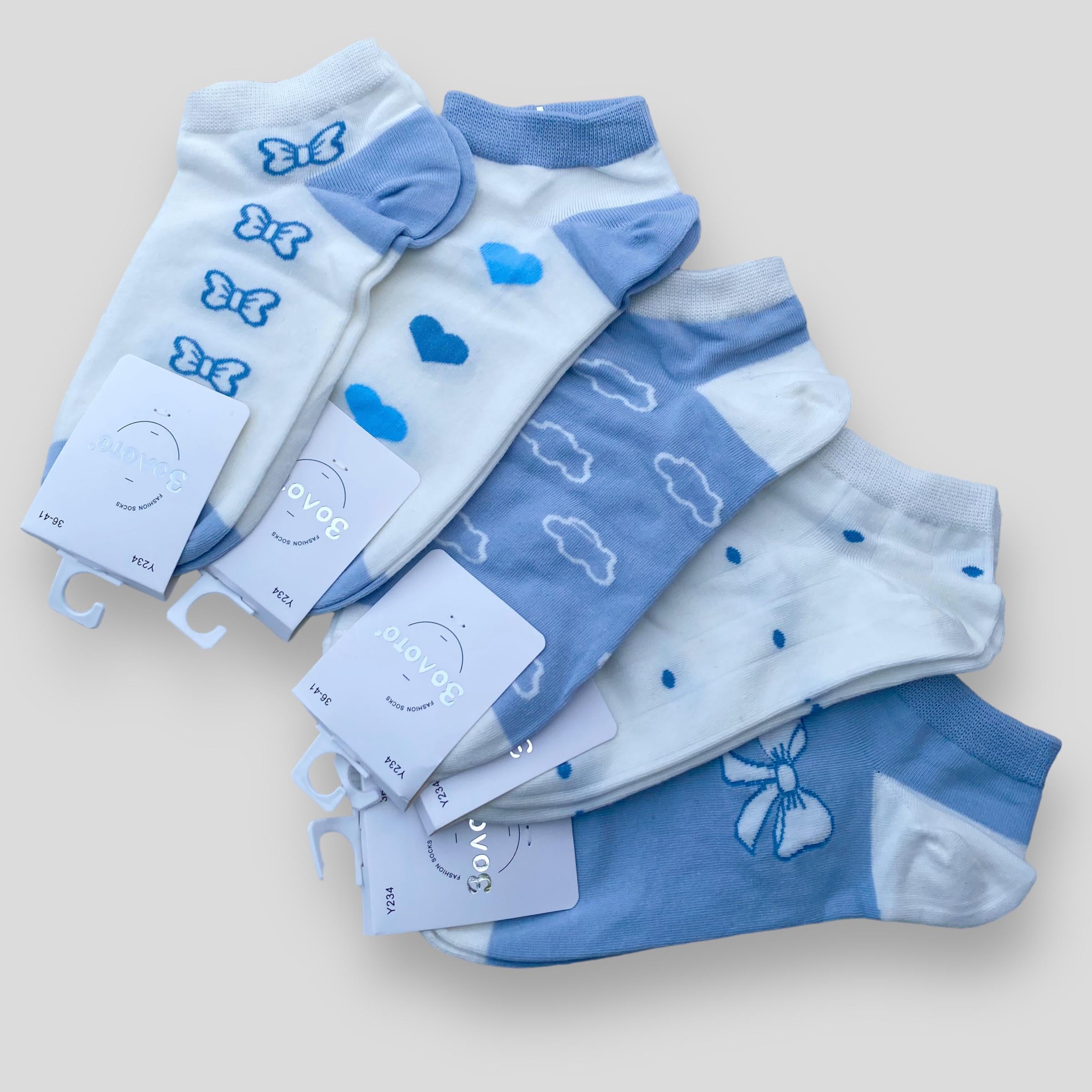 Носки женские Золото р. 36-41 5 пар Белый/Голубой (Y234-1)