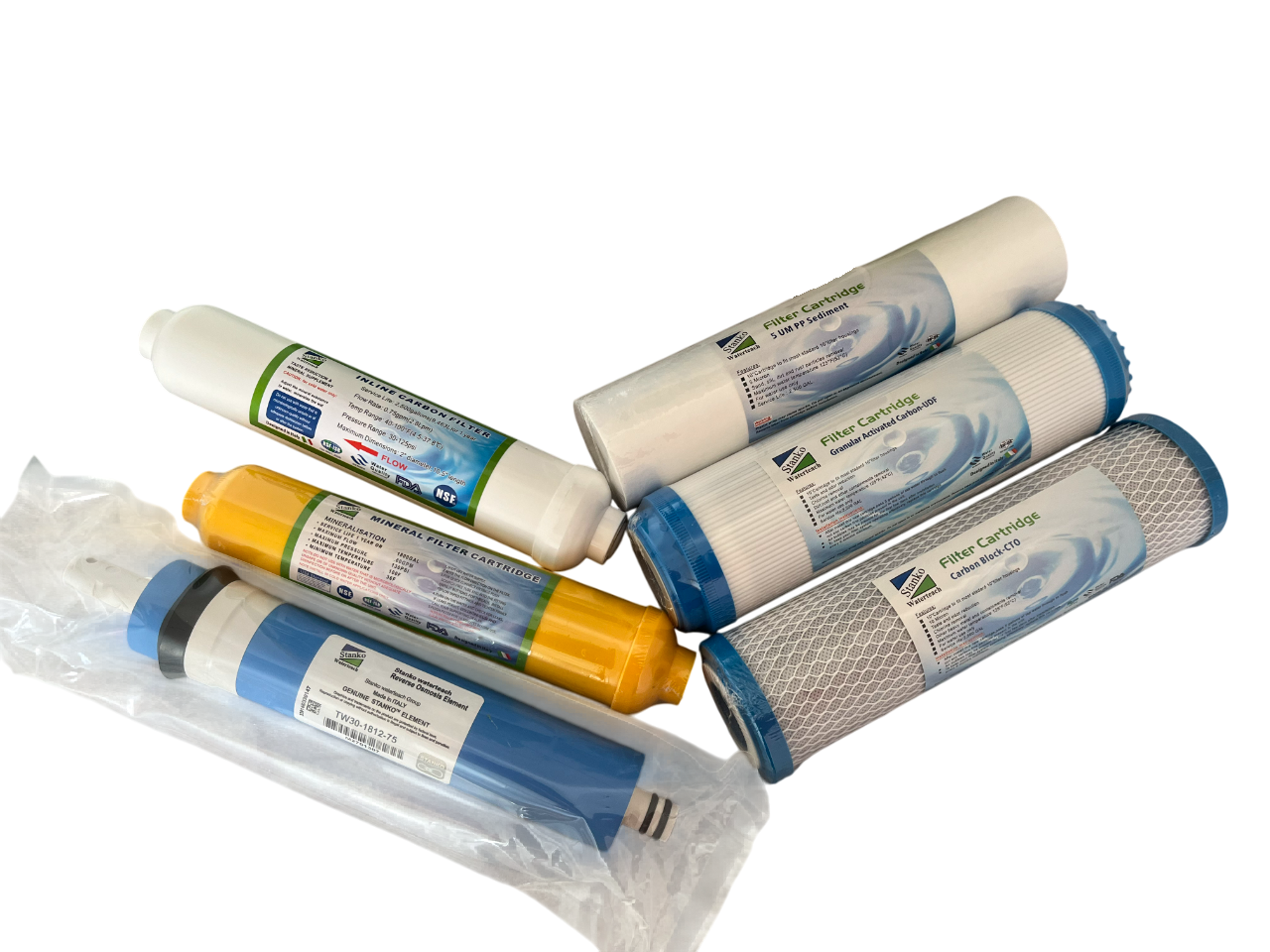 Набір змінних фільтрів для обслуговування 6 ступеневих систем зворотного осмосу з мінералізатором Stanko 75 галонів