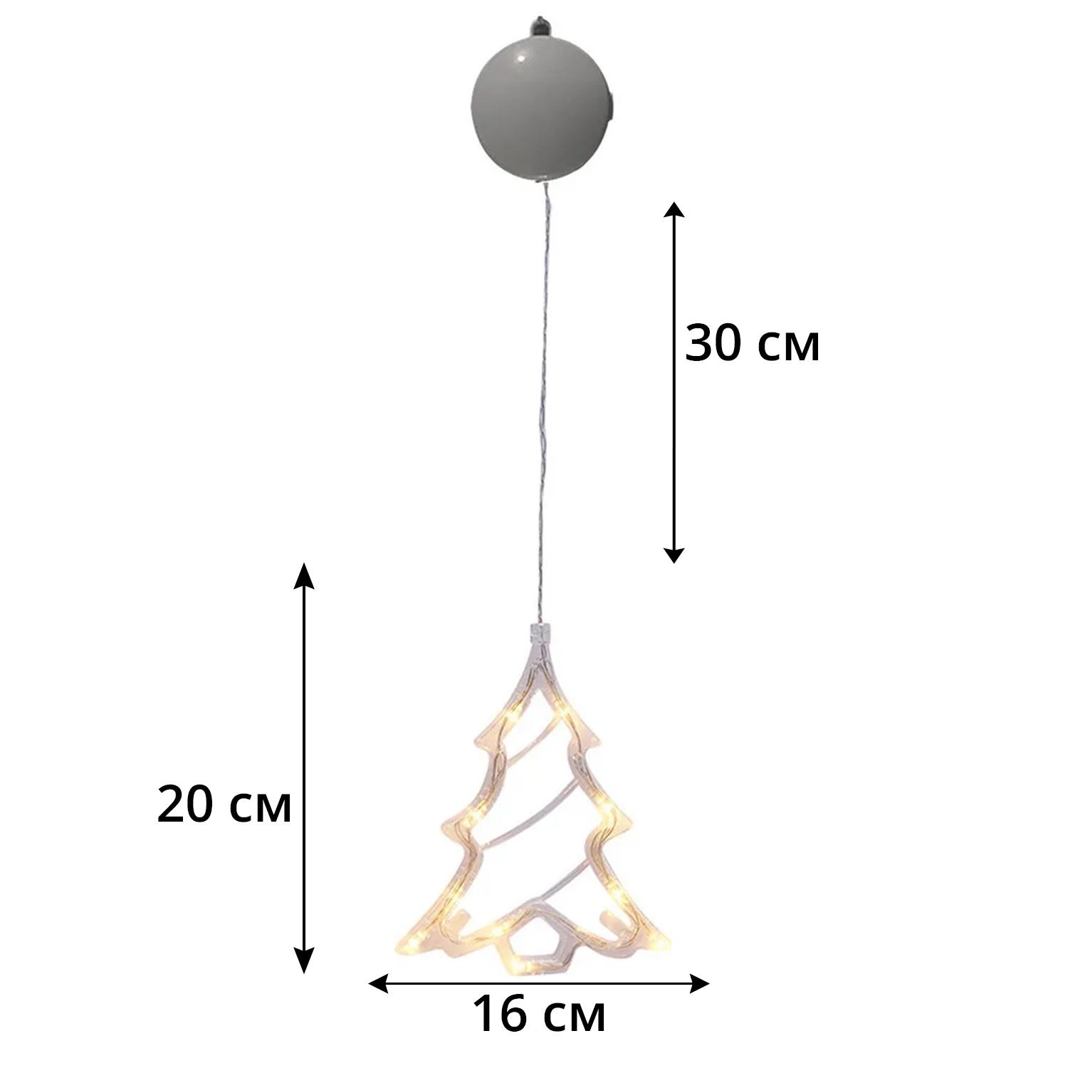Светодиодная гирлянда ночник Елочка на батарейках для елки/окна теплый свет - фото 10