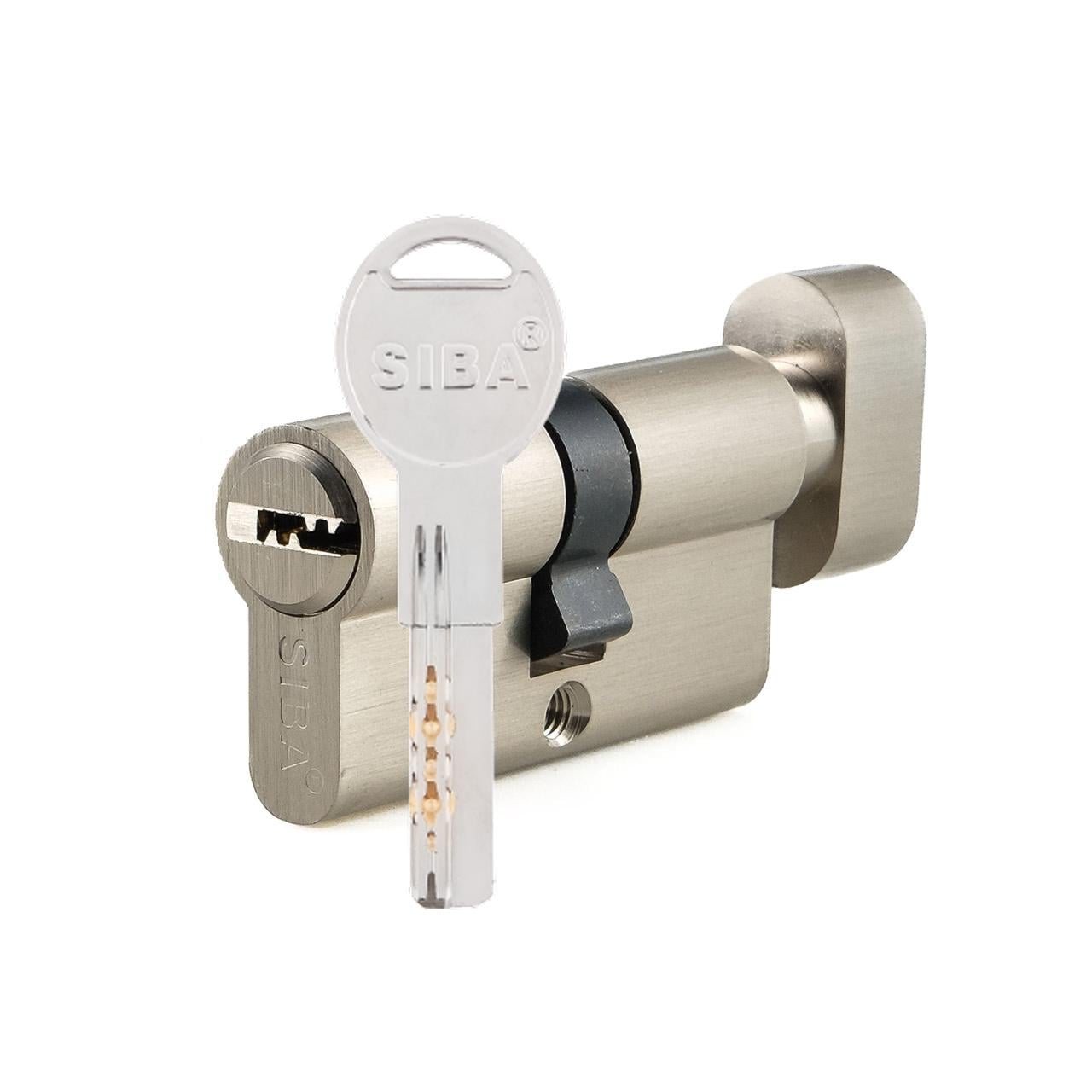 Цилиндр дверной Siba перфорированный ключ-вороток 70 мм 30х40Т Матовый никель (25.10.35/BTSZ)