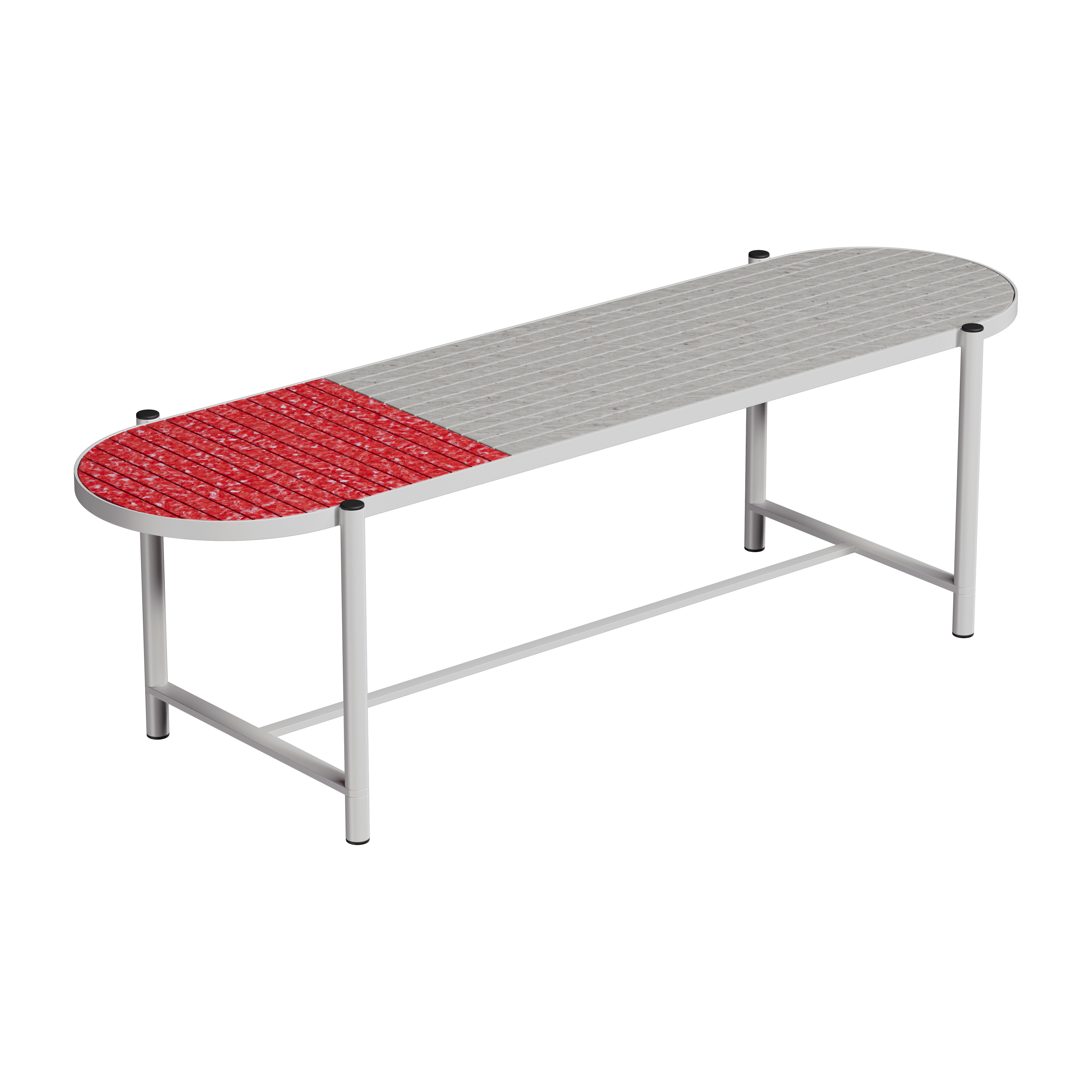 Лавка овальна Recast Plastic 150х45х40 см Сіро-червоний (WB1000)