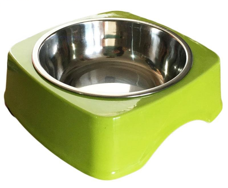 Миска для собак з нержавіючої сталі в квадратній пластиковій підставці 17х15 см Різнокольоровий (2296455619) - фото 2 Миска для собак з нержавіючої сталі в квадратній пластиковій підставці 17х15 см Різнокольоровий (2296455619) - фото 2