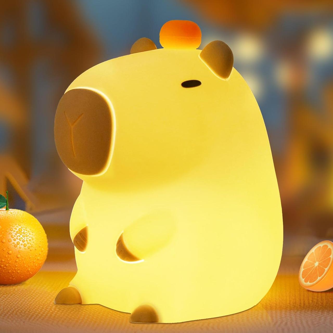 Ночник-светильник силиконовый Капибара со встроенным аккумулятором без таймера (2458665466)