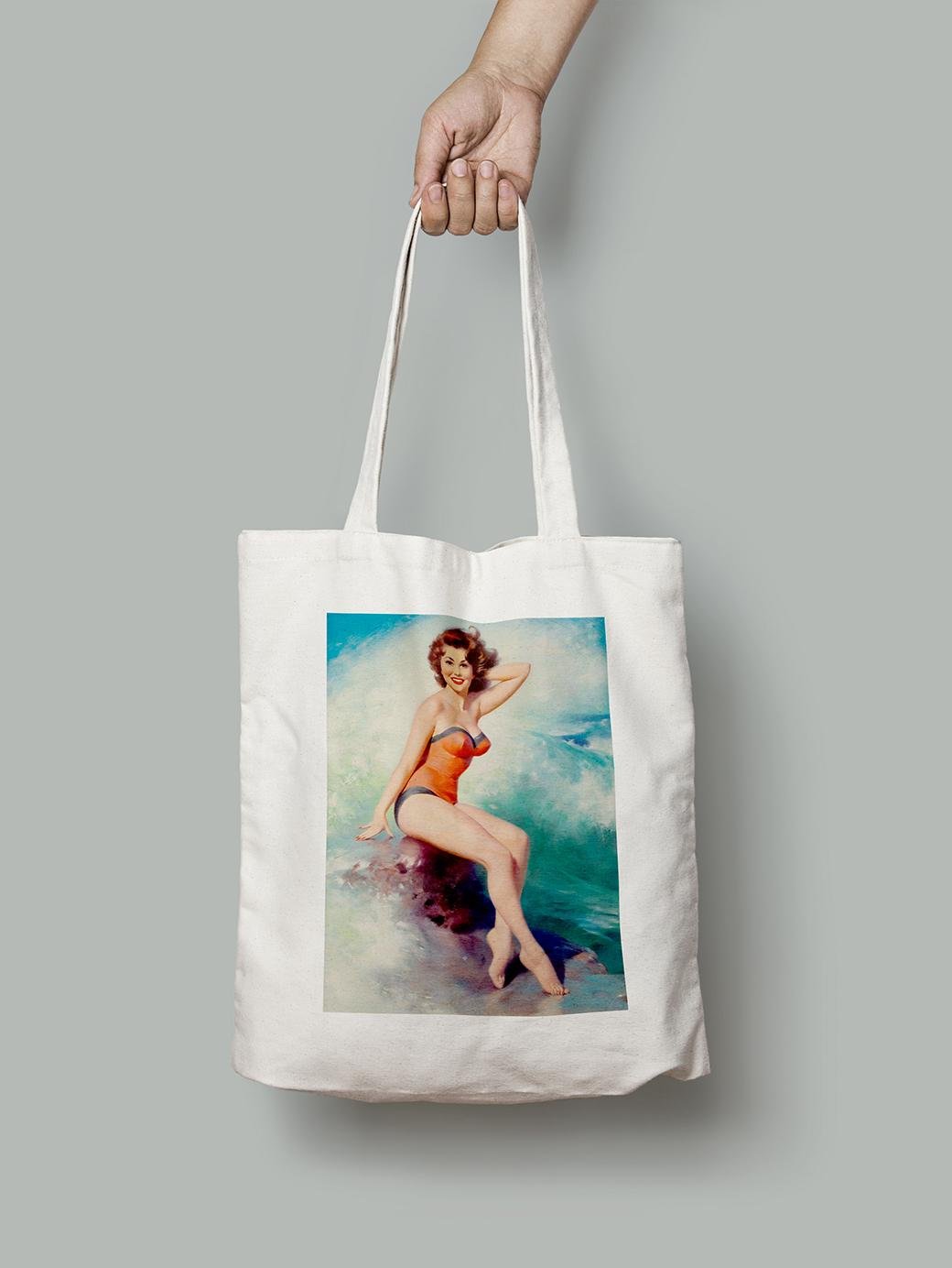 Эко-сумка Девушка в купальнике и волны шопер (pin_up_023010_Bag)