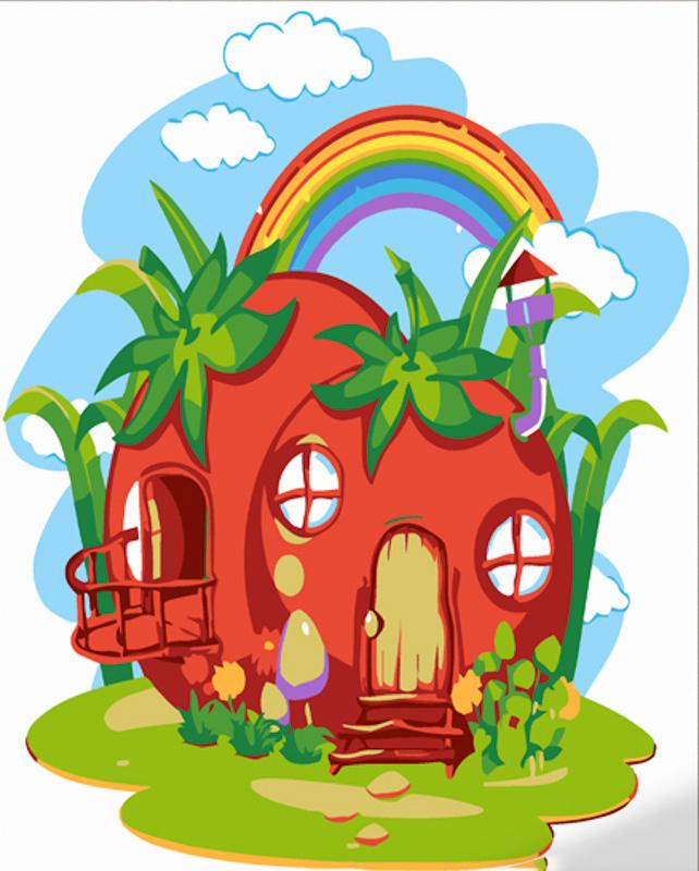 Картина по номерам Strateg Премиум Дом-помидор 30х30 см (ES144)