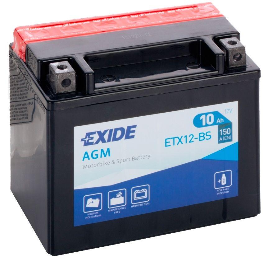 Аккумулятор мото EXIDE AGM EN ETX12-BS 6СТ-10Ah 150А (98020)
