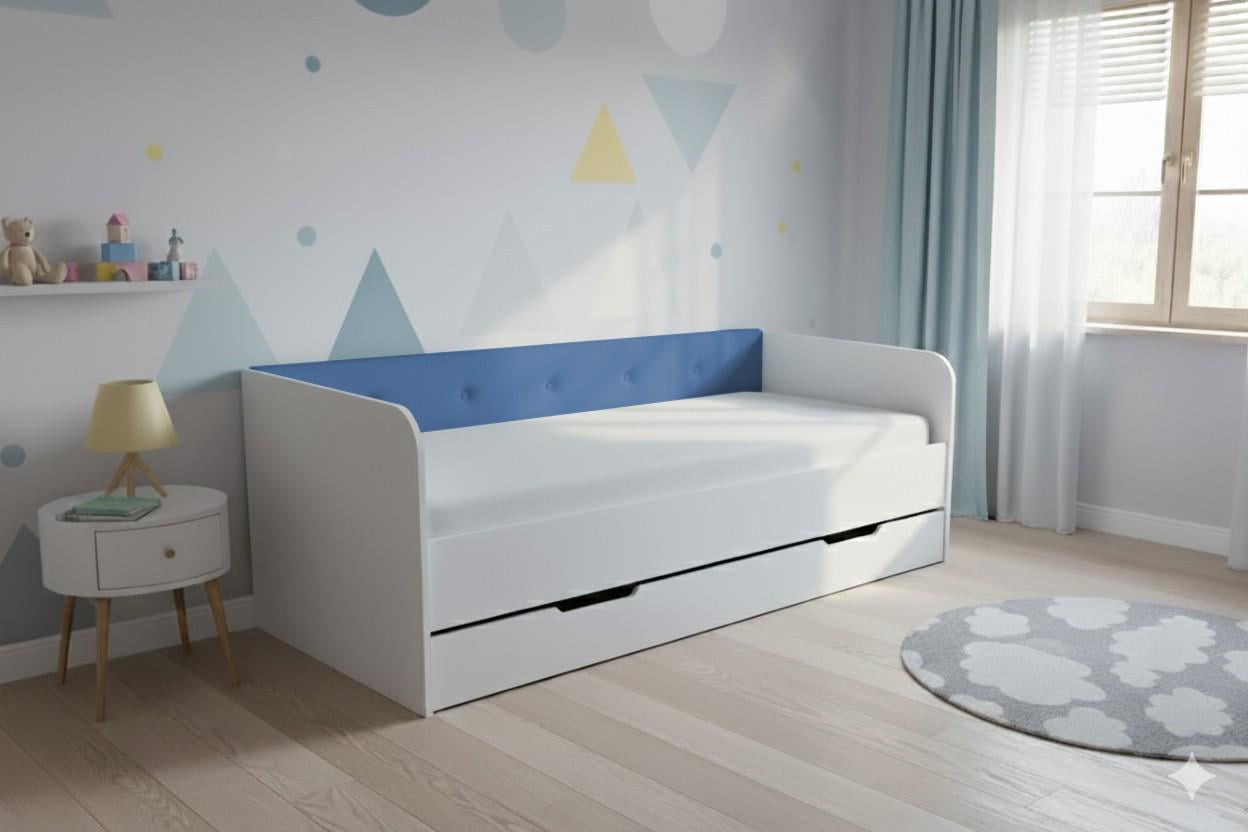 Ліжко з шухлядою VALENCIA 06 1940x950x650 мм Білий/Синій