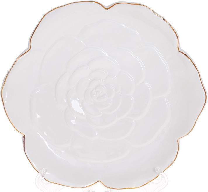 Тарічки керамічні Rose 4 шт. 23х21.5х3 см Білий із золотим