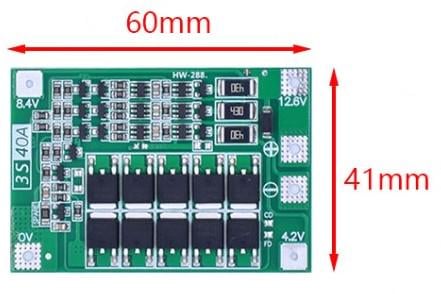 Плата захисту літієвих акумуляторів BMS 3S 40 A 12,6 В з балансуванням - фото 2 Плата захисту літієвих акумуляторів BMS 3S 40 A 12,6 В з балансуванням - фото 2