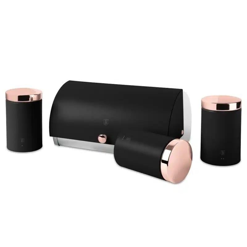 Набор хлебниц с тремя емкостями Berlinger Haus Monaco Collection BH-6835 нержавеющая сталь Черный с розовым золотом