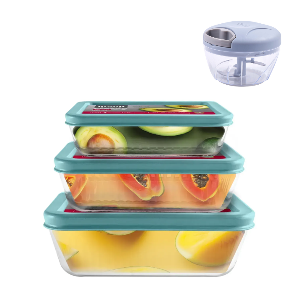 Набір скляних контейнерів Krauff Fresco з мультифункціональним подрібнювачем Fusion (55-333-442)