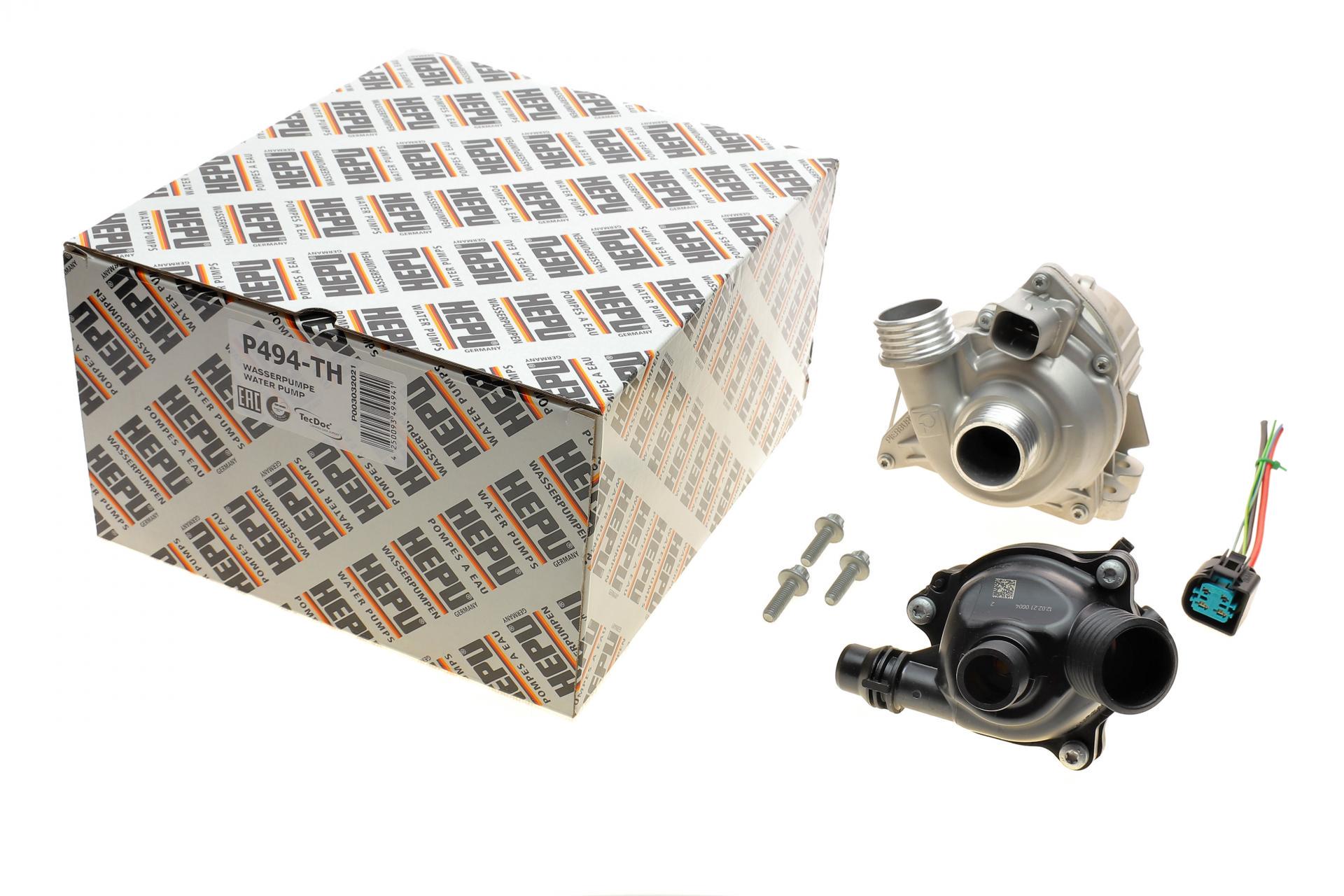 Водяная помпа Hepu BMW 3 E90/5 F10/X5 E70/X6 E71/E72 06-16 N55 B30/N54 B30 и термостат (P494-TH)