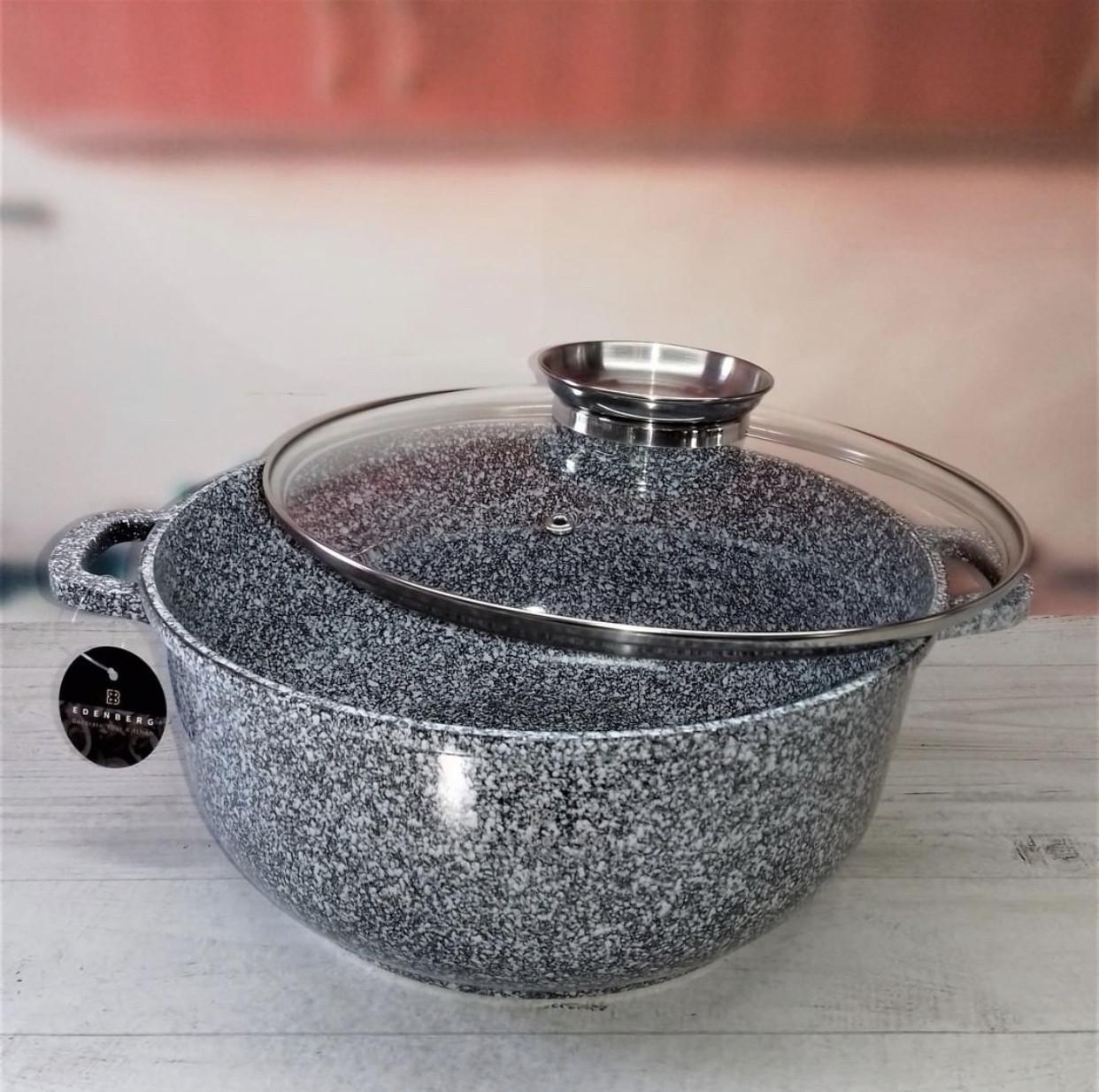 Кастрюля Edenberg с мраморным антипригарным покрытием и крышкой 6,8 л 28 см (EB-1171) - фото 1
