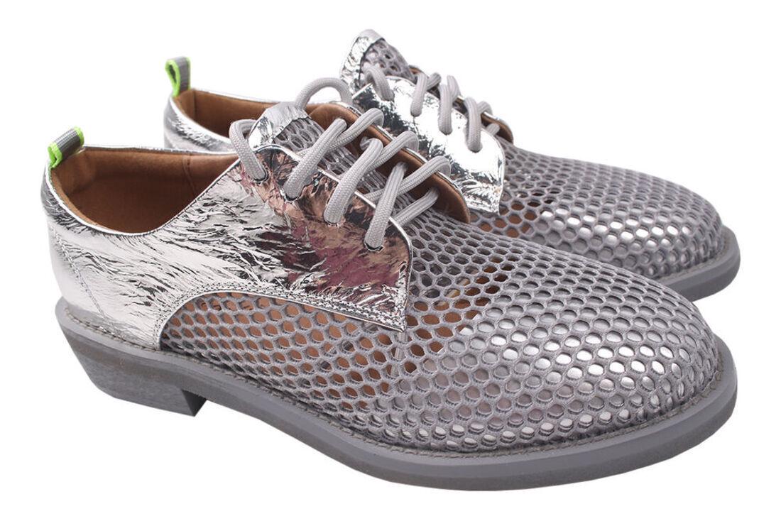 Туфли на низком ходу женские Brocoly из текстиля р. 38 Серебро (293-20LTC)