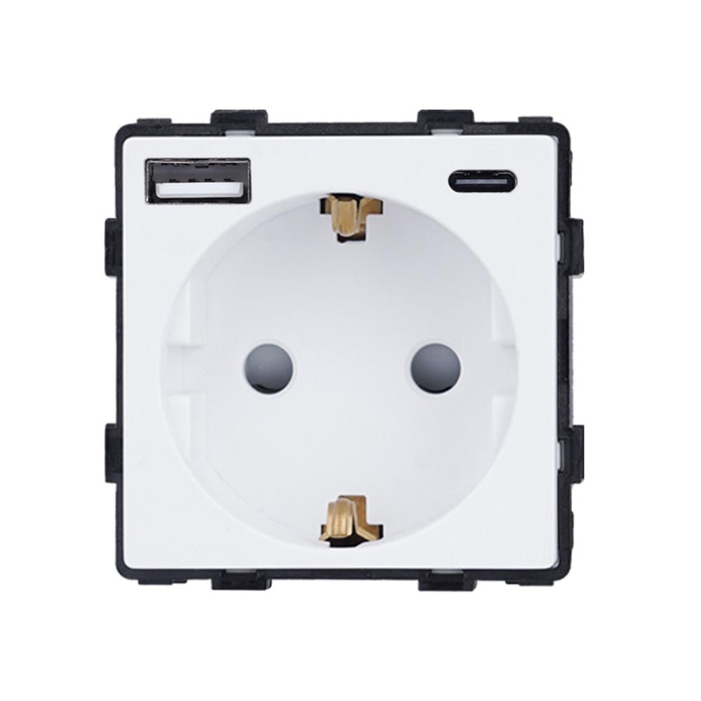 Розетка ELIOS с USB A+C 20 Вт с заземлением 250 В 16 А Белый (86-GAC-WT)