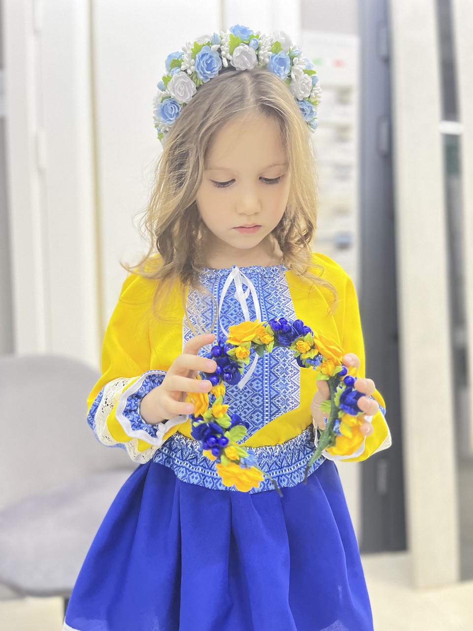 Костюм вишиванка для дівчинки класичний 128-134 см Жовто-синій - фото 5 Костюм вишиванка для дівчинки класичний 128-134 см Жовто-синій - фото 5