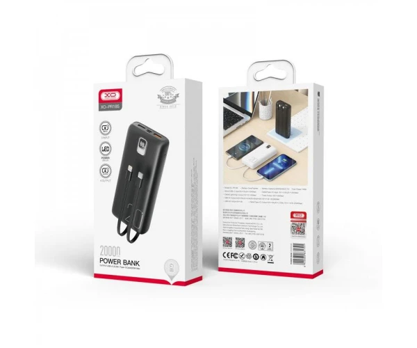 Батарея портативная XO PR185 cable QC22,5W/PD20W 20000 mAh Black - фото 2 Батарея портативная XO PR185 cable QC22,5W/PD20W 20000 mAh Black - фото 2