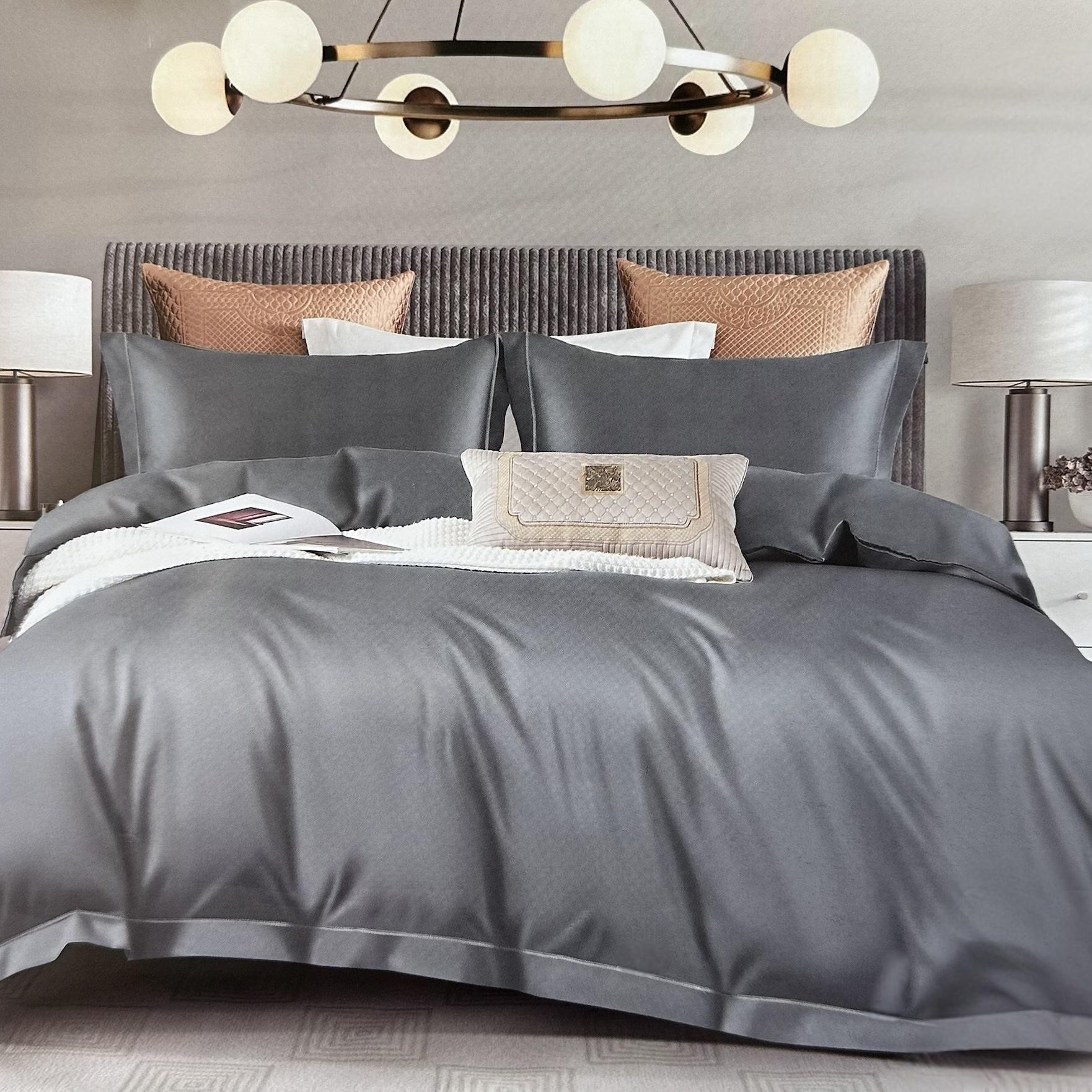 Комплект постельного белья Koloco Сатин двуспальный 180x220 см Серо-синий (06-402-9) Комплект постельного белья Koloco Сатин двуспальный 180x220 см Серо-синий (06-402-9)