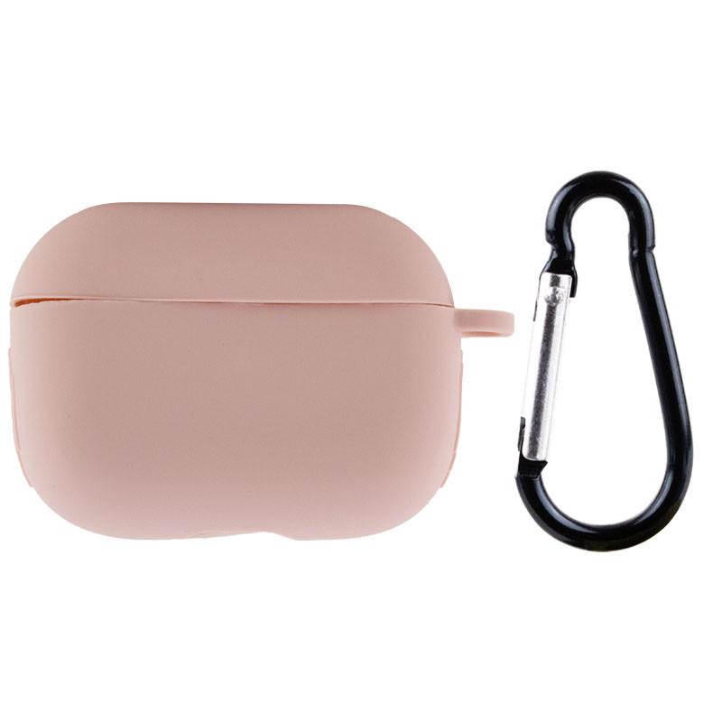 Футляр силиконовый противоударный New с карабином для наушников AirPods Pro Pink Sand