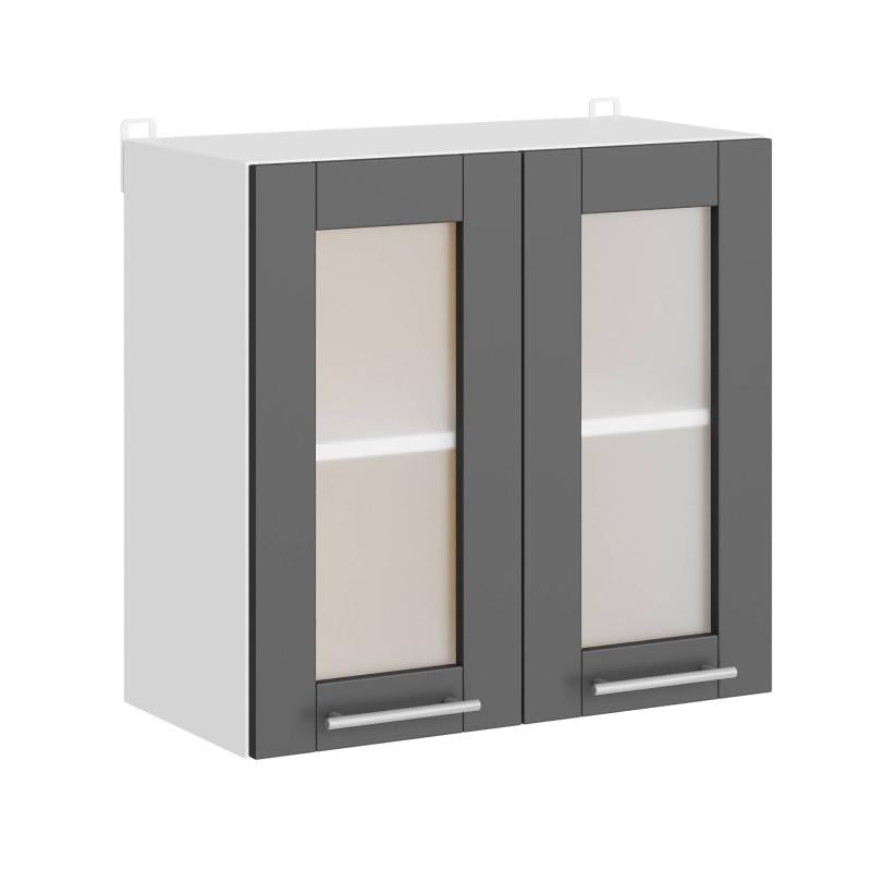 Модуль кухонный Эверест витрина Эко 600 верхний 60х30х58 см Белый/Графитовый (24590078)