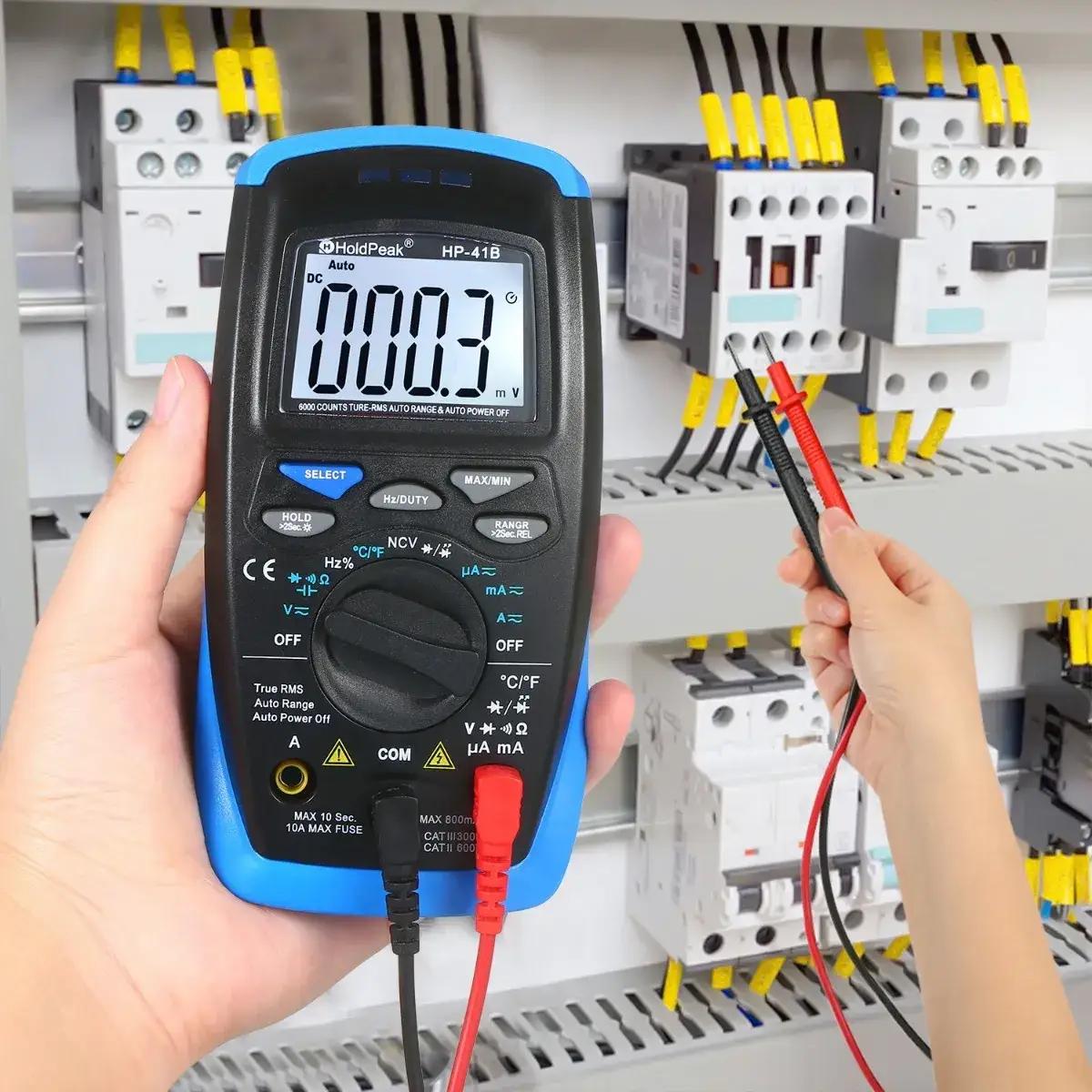 Мультиметр цифровой HoldPeak HP-41B TrueRMS 6000 отсчетов 600 В 10А AC/DC 60 МОМ 60mF 10MHz NCV - фото 7 Мультиметр цифровой HoldPeak HP-41B TrueRMS 6000 отсчетов 600 В 10А AC/DC 60 МОМ 60mF 10MHz NCV - фото 7