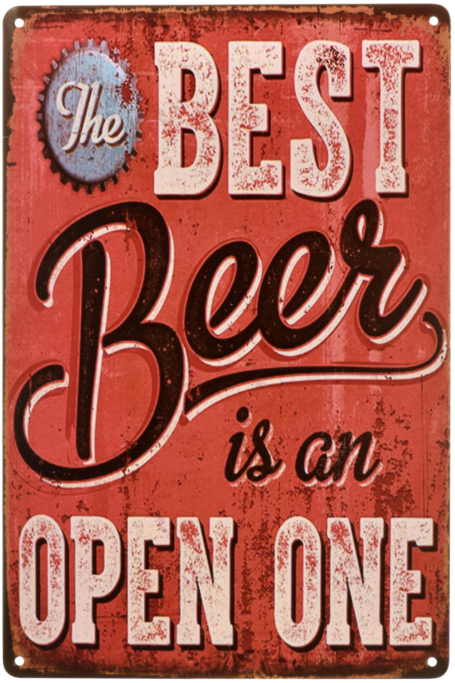 Табличка металлическая Лучшее Пиво - Открытое Пиво/The Best Beer Is An Open One 20x30 см