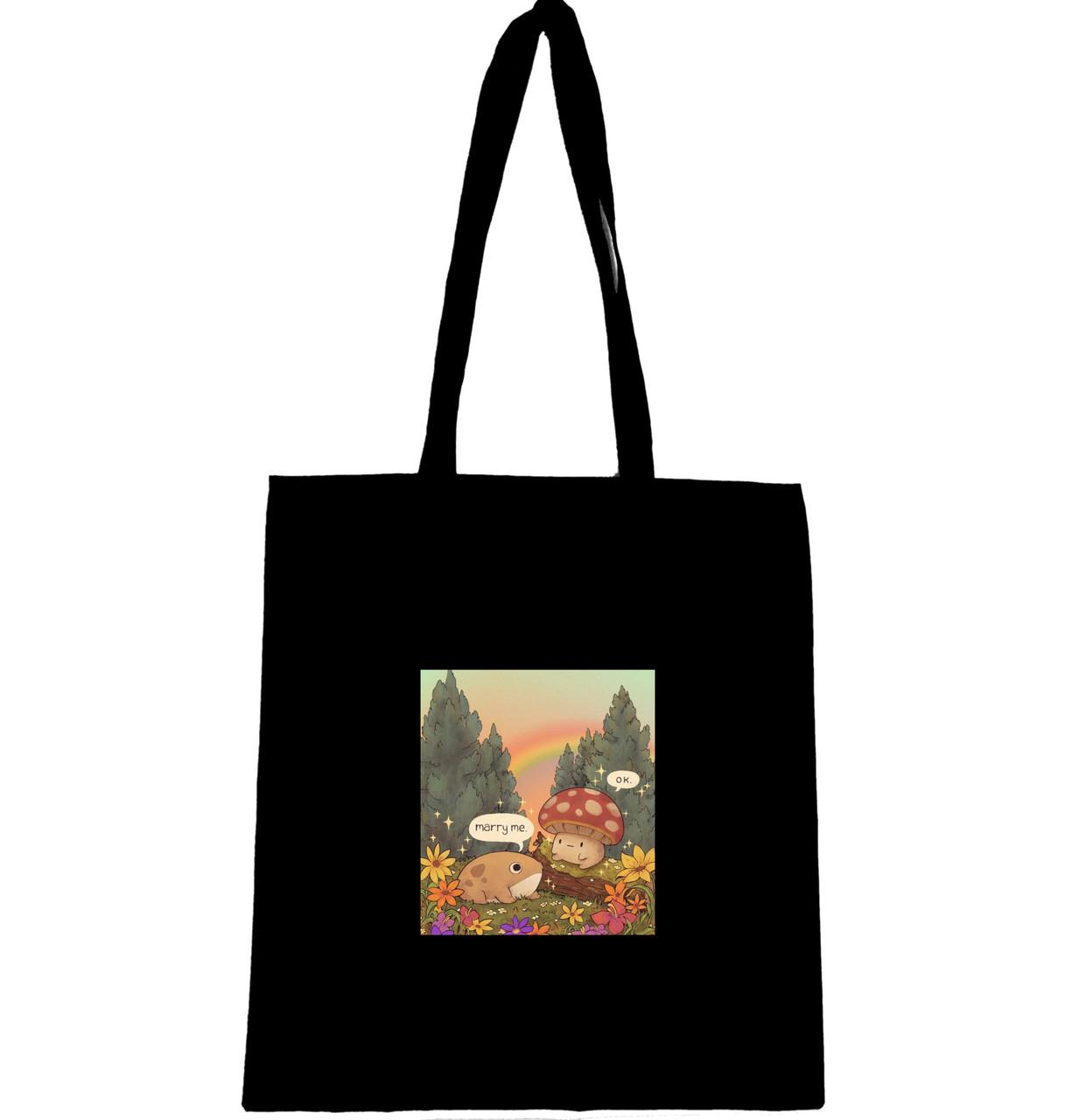 Эко-сумка с принтом Лягушка и грибочки (774)