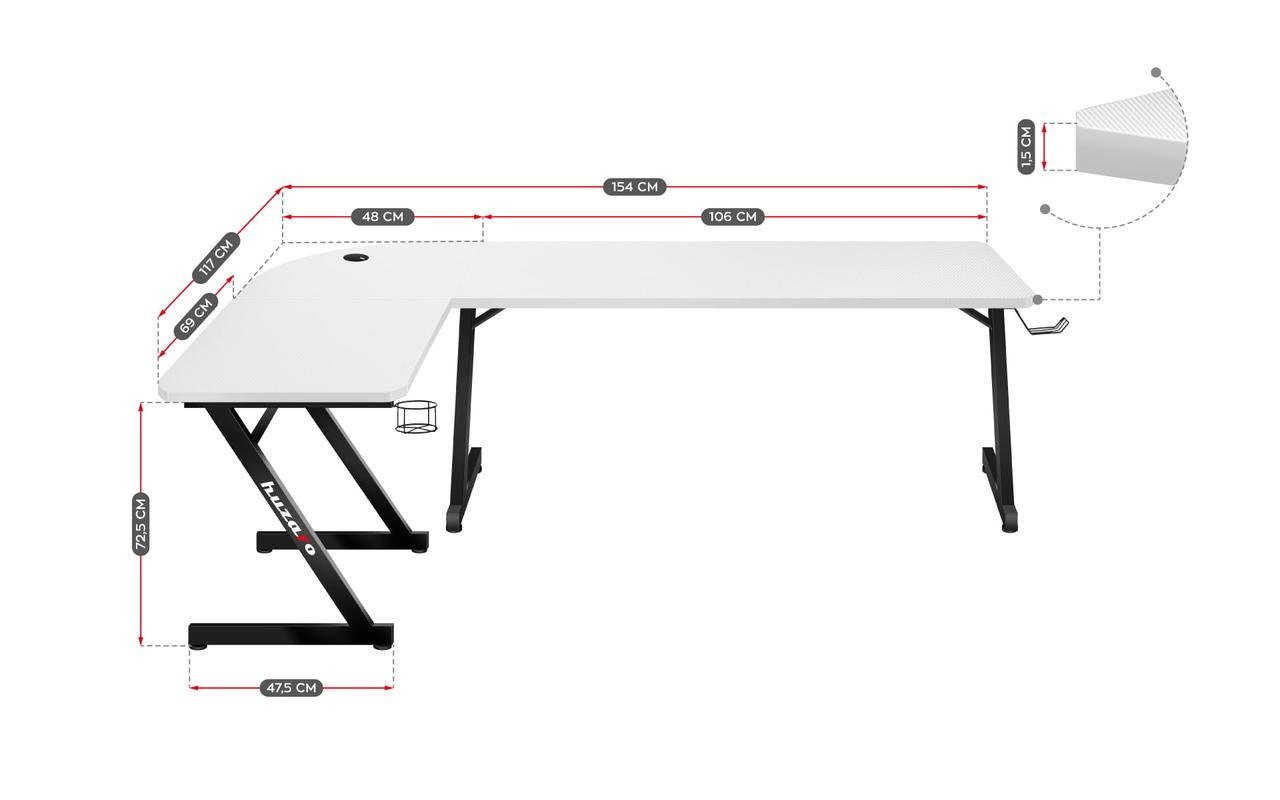 Комп'ютерний стіл Huzaro Hero 7,0 White - фото 9