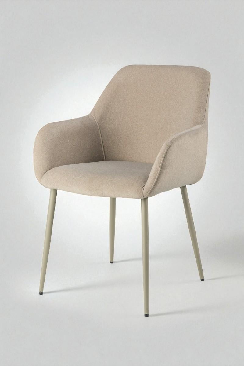 Обеденный стул с подлокотниками и спинкой Терра М-220 мохер 830х550х580 мм Макадамия/Капучино (6186)