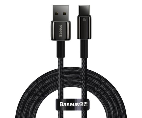 Кабель Data BASEUS Tungsten Gold Fast Charging USB to Type-C 100W 2 м Black