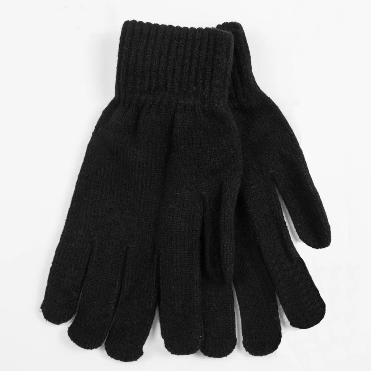 Мужские вязаные перчатки с начесом №17-3-1 размер универсальный Черный (DR007714)