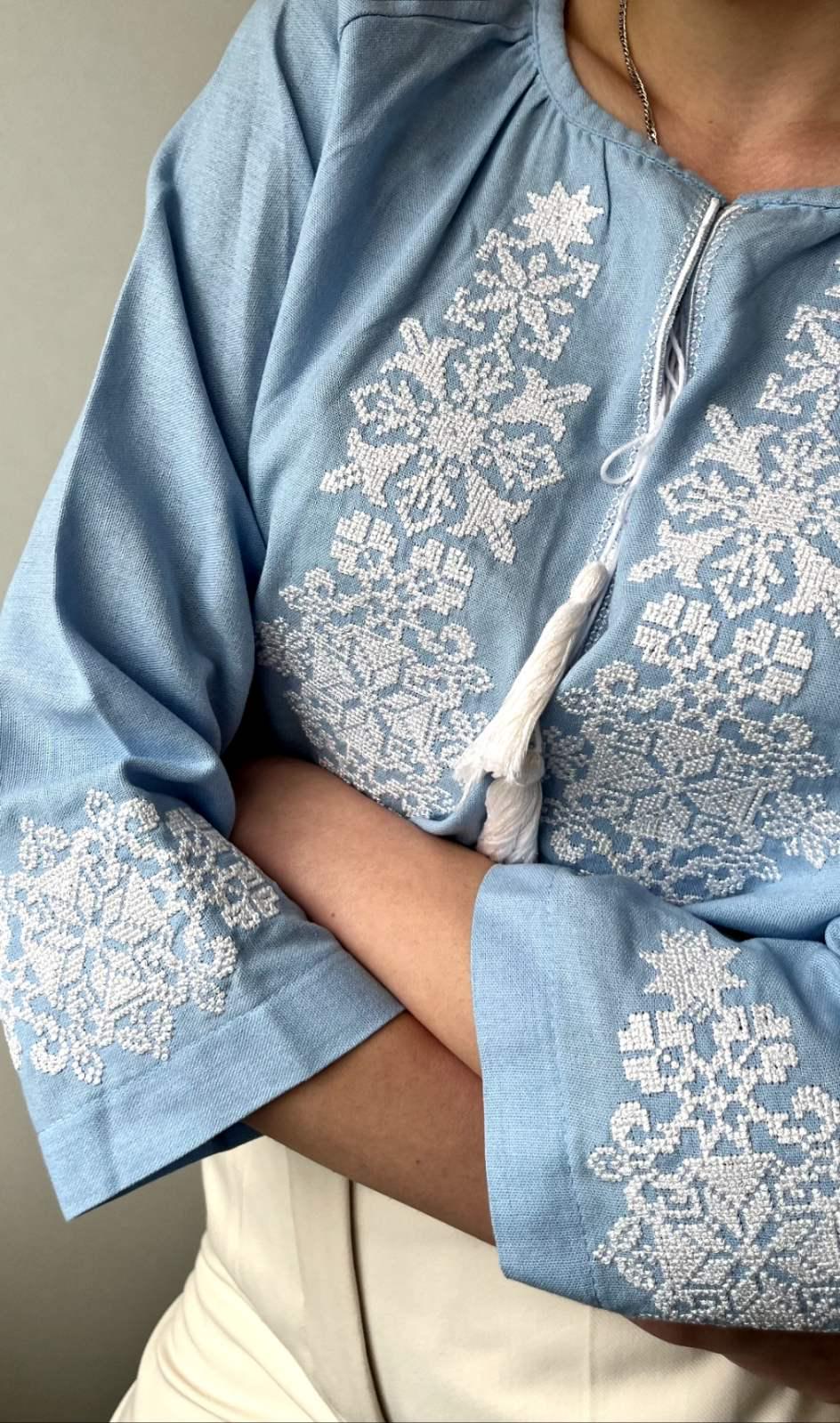 Вышиванка женская Нежность XL Голубой (11450323) - фото 2 Вышиванка женская Нежность XL Голубой (11450323) - фото 2