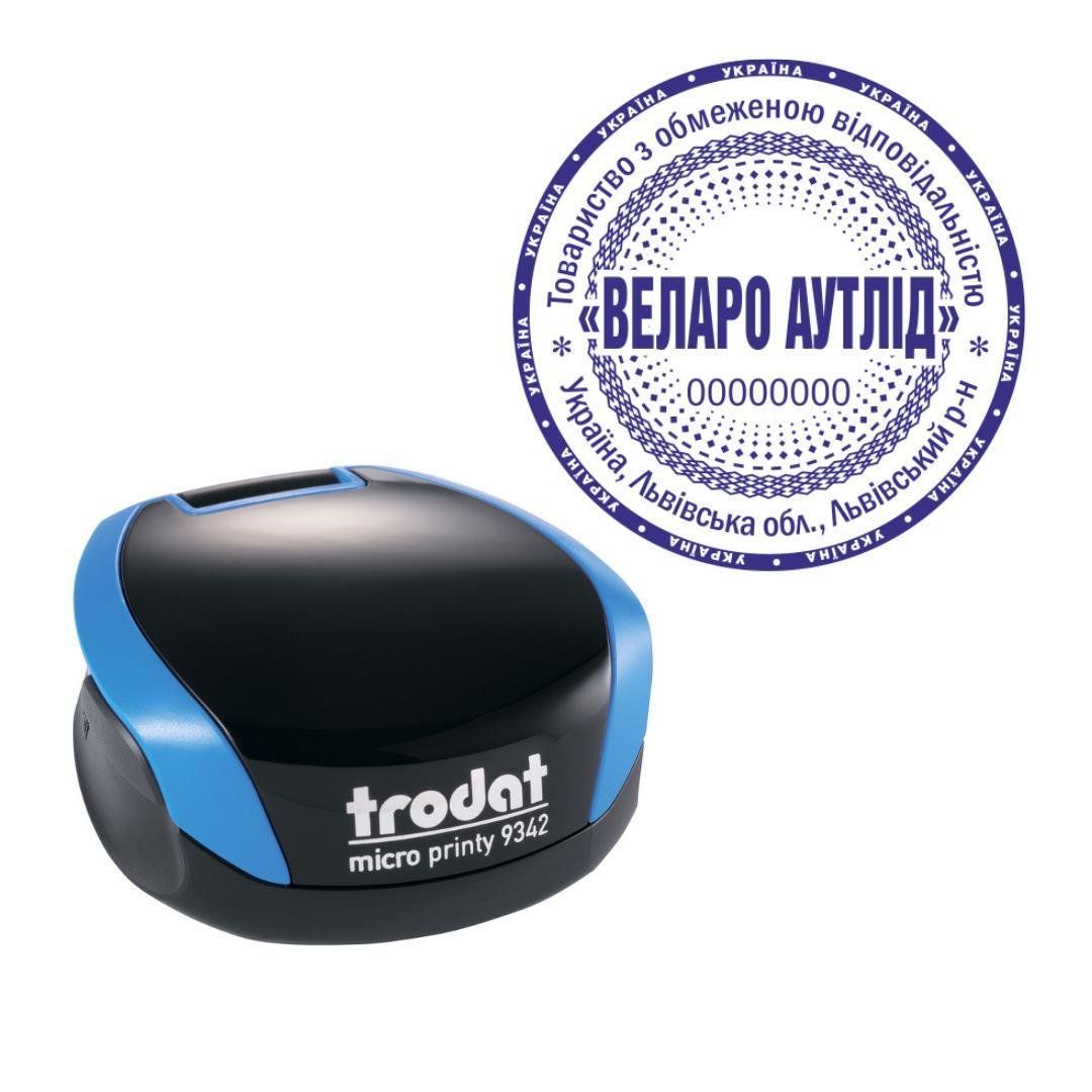 Печать ТОВ на карманном оснащении Trodat Micro Printy 9342 d 42 мм Синий (ООО15/9342/BL)