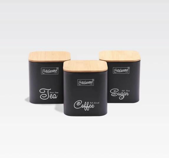 Набор емкостей для специй Maestro металлических 3 шт. Черный (MR-1775-3S)