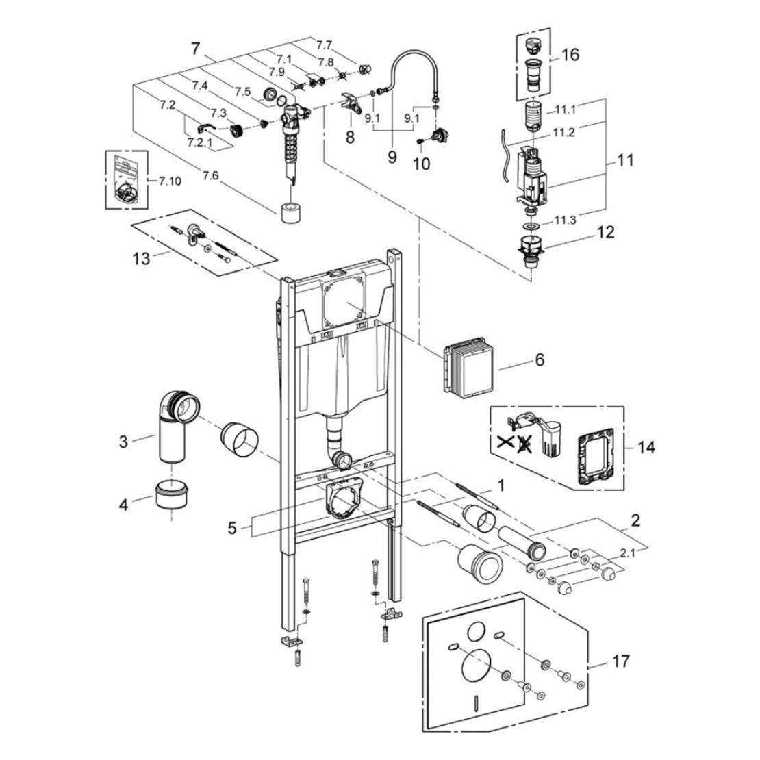 Інсталяція Grohe Rapid SL 3884966Q із унітазом безобідковим Kroner Eifel WHI493436 RIMLESS з сидінням - фото 7