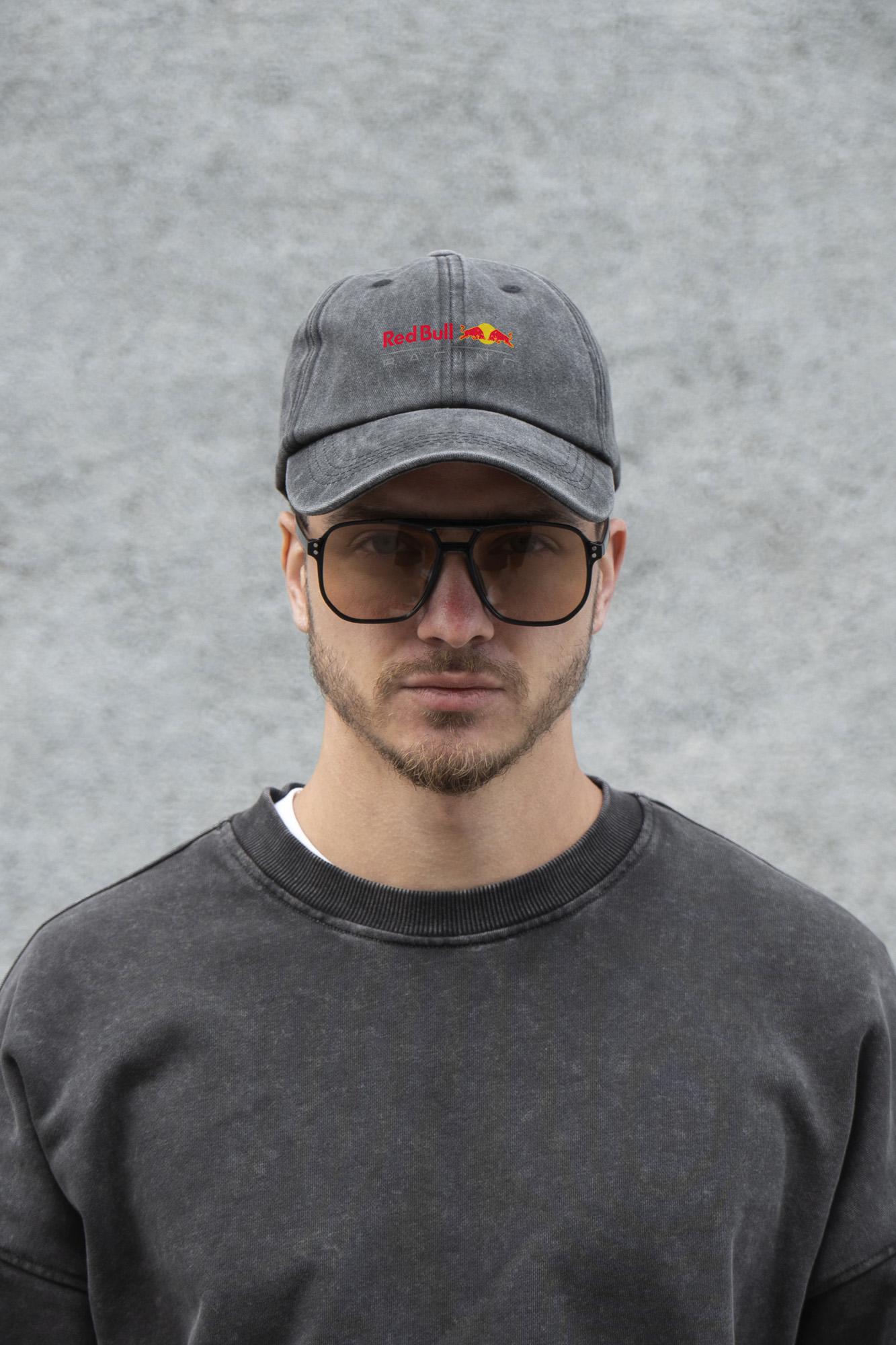 Бейсболка мужская Vintage Without с принтом RedBull Black (8049843)