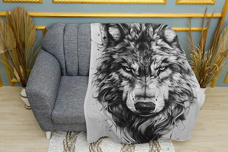 Плед Хижий вовк Малюнок плюш двошаровий 135х150 см (114292-2)